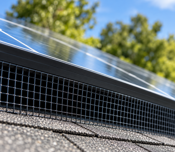 critter guard on solar panel on roof